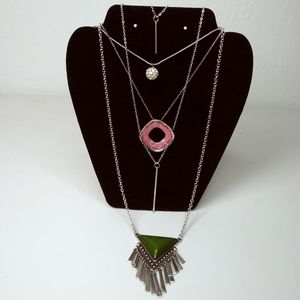 Minimalist Silver Tone Women's Necklaces Bundle Of 4